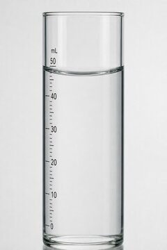 Clear water in a glass cylinder showing a concave surface.