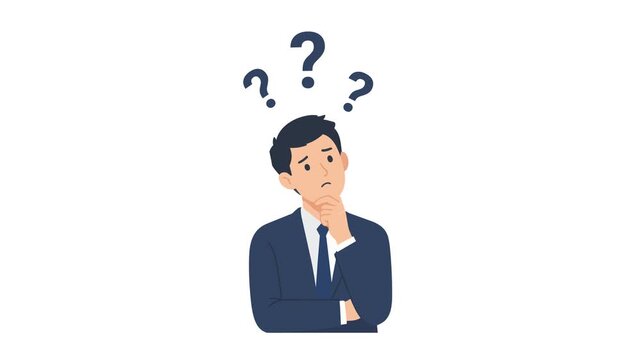 Confused Businessman with Question Marks Animation Green Screen 4K
