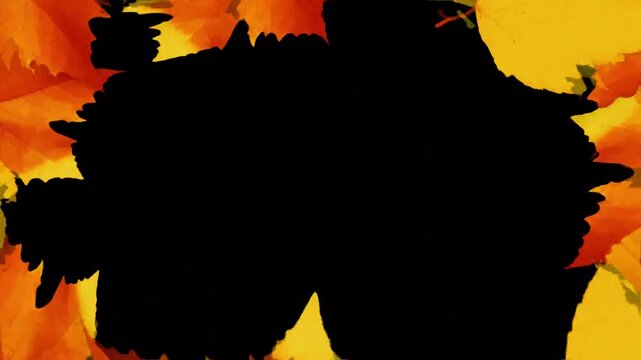 Animation orange leaf frame on a black background.