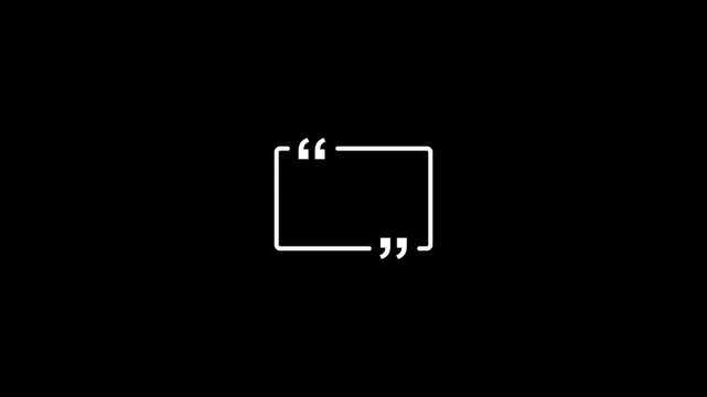 Black outline square quotation mark frame quote speech bubble. Empty square quote frame with quotation marks.4k quality animation video.