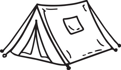 Camping tent doodle line icon for outdoor adventure and travel © gino