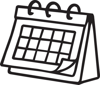 Calendar doodle line icon for schedule, planning and productivity