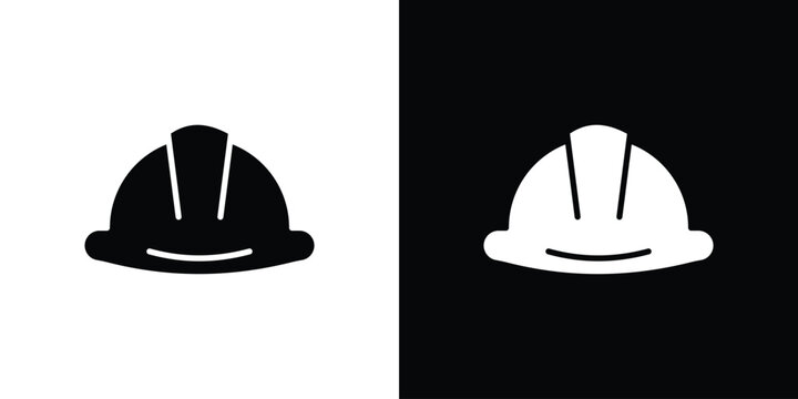 Hard hat icon concept flat black vector. EPS10