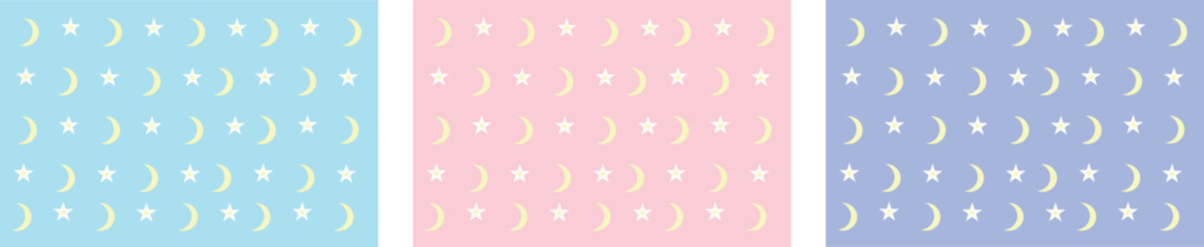 3 fonds color&eacute;s pour b&eacute;b&eacute;s avec des lunes et des &eacute;toiles