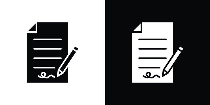Signed contract icon concept flat black vector. EPS10