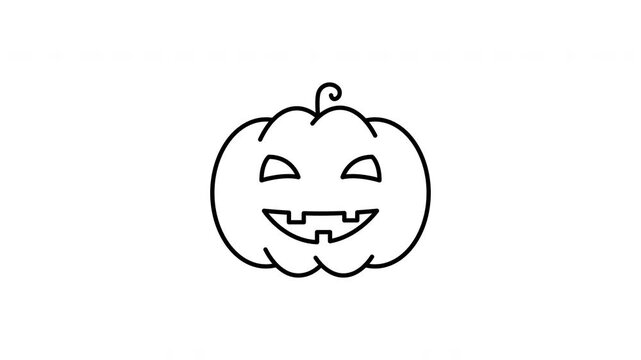 Jack-O'-Lantern Halloween Animated Icon With Alpha Channel. Spooky Pumpkin Face, Halloween Decoration, And Festive Motion Graphic. Holiday Celebration. On Transparent Background