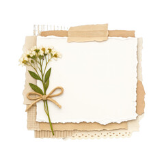 Fototapeta premium PNG Rustic floral paper collage design.