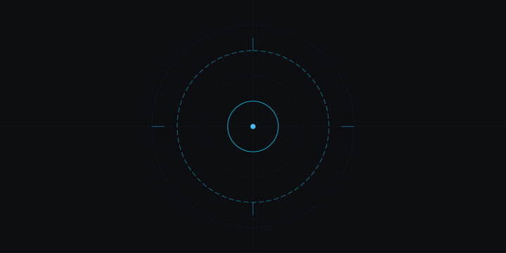 Futuristic target scope radar crosshair for gaming and digital heads up display layout.