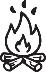 Fototapeta premium Campfire doodle line icon for camping, outdoor adventure and travel