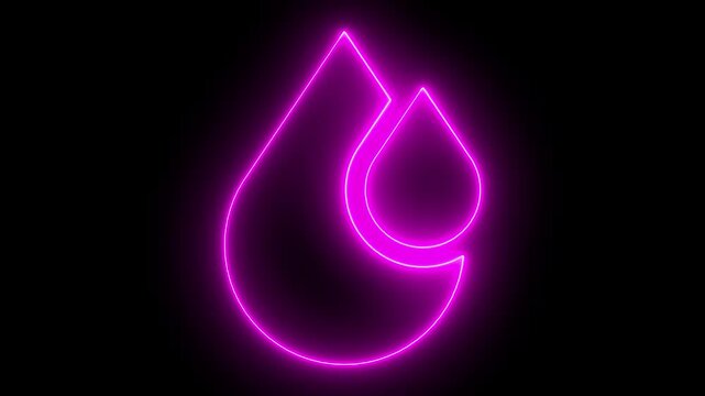 Glowing neon trophy animation, success and achievement concept, digital symbol, pink light effect on black background