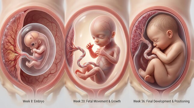 Pregnant woman holding ultrasound images in clinic.