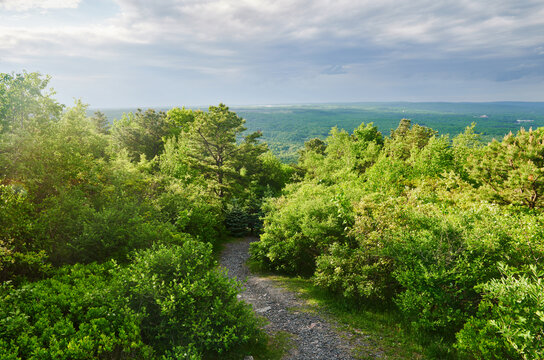 Summit overlook in Big Pocono State Park, located atop Camelback Mountain in Tannersville, Pennsylvania.