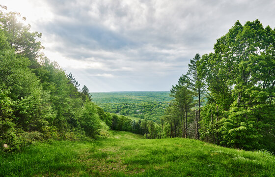 Summit overlook in Big Pocono State Park, located atop Camelback Mountain in Tannersville, Pennsylvania.