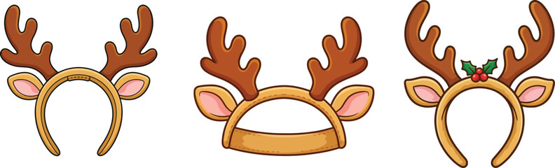 Cartoon reindeer headband with festive decorations © Israt
