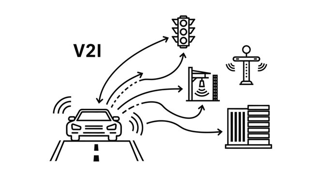 Connected vehicle communication technology network diagram