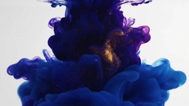 Dark blue ink cloud dispersing in water