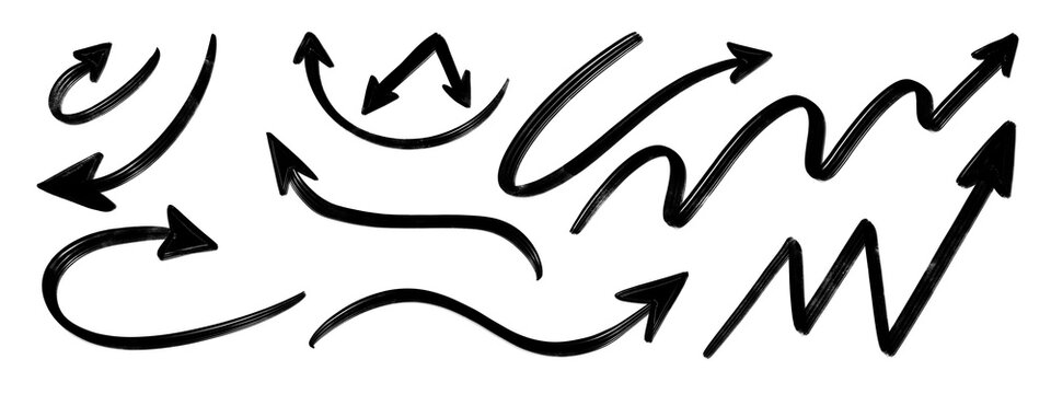 hand drawn target arrows twist and curve across the page