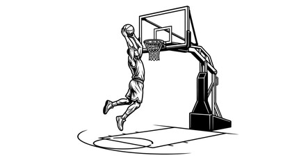 Man Playing Basketball Dunk Shot. © ria