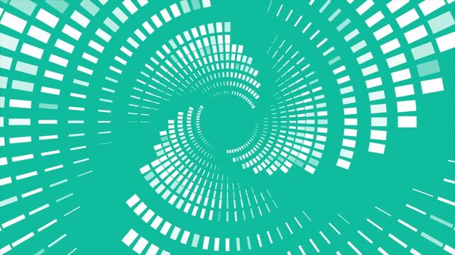 Modern background with abstract white geometric square segments forming dynamic radial vortex spiral. Creative tech pattern motion design. Seamless loop. Video animation Ultra HD 4K 3840x2160
