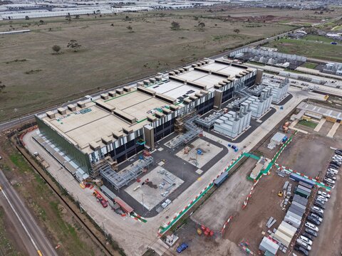 Data center facility construction aerial view in melbourne