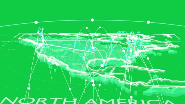 3D NA rotating, camera tilting causing nodes rising and arcs forming, showing data, transparent bg