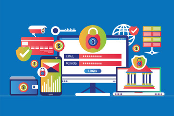 Obraz premium Business data protection and internet cyber security concept