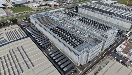 Data center complex aerial view infrastructure technology facility