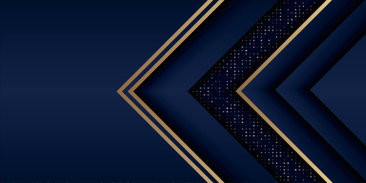 Luxurious dark background with sparkling golden lines and dots. Dynamic shape composition with elegant shadow effect. Premium design with empty space for text. EPS. 2