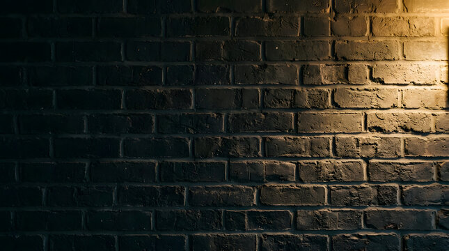 Dark gray brick wall with warm side lighting