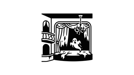 Obraz premium Spooky ghost appearing on stage in old theater.