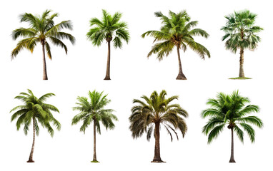 Fototapeta premium PNG Diverse tropical palm tree collection on transparent background