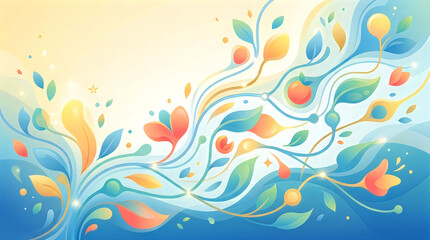 Naklejka premium Vibrant Watercolor Ocean Waves with Tropical Fish and Coral in Abstract Summer Design
