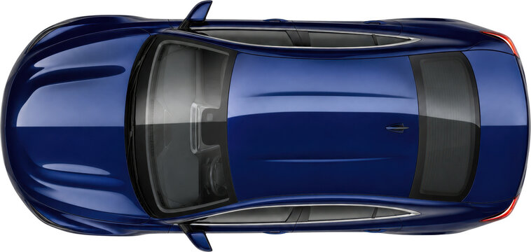 Metallic blue car paint finish top view isolated on transparent background
