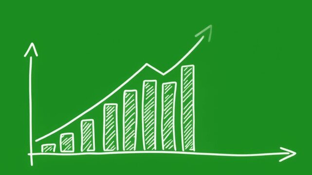 business growth graph with chalk on green screen 4k footage