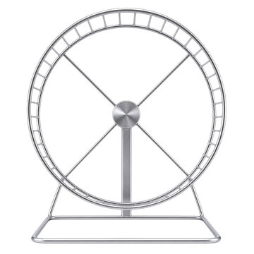 Silver metal hamster wheel exercise toy isolated on transparent background