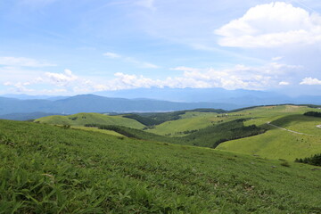 Naklejka premium 夏の霧ヶ峰高原。車山からの景色。
