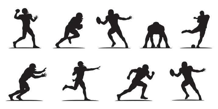 American Football Player Silhouettes in Action