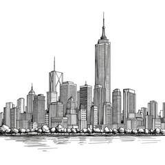 Fototapeta premium New York City Skyline Illustration Drawing.