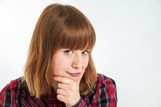 Huffing girl looking side