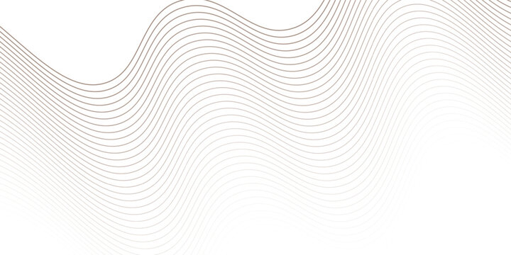 Abstract wavy line pattern background. Minimalist brown waving parallel lines texture on white backdrop eps10