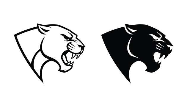 Black and white panther head logo designs