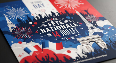 French National Day Celebration - Bastille Day with Eiffel Tower and Fireworks