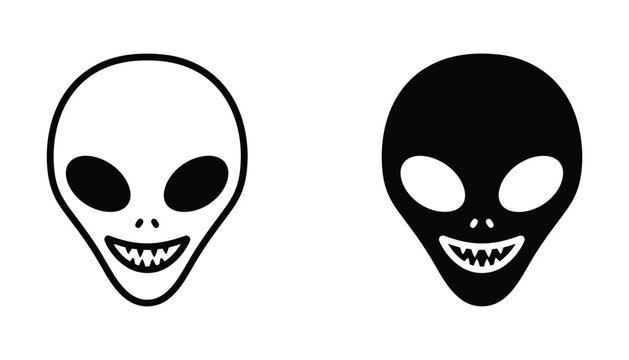 Happy alien skull smiling with big eyes