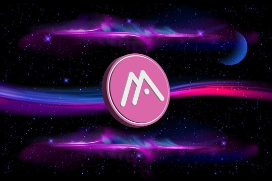  moca network-moca currency images on digital background. 3d illustrations.