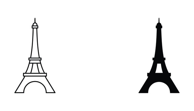 Eiffel tower icon in white and black versions