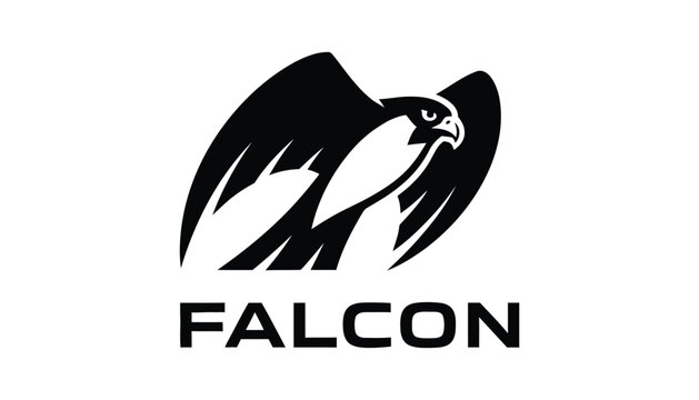 Black falcon logo with wings spread