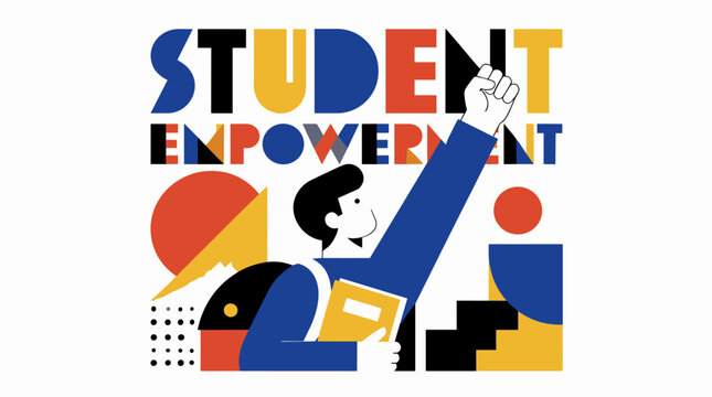Student empowerment illustration featuring students in action.