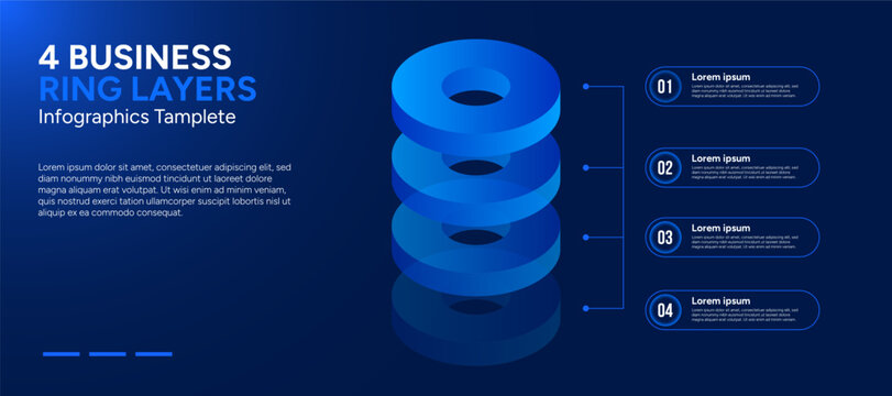Modern 4 Layer Isometric Ring Stack Business Infographic Presentation Template