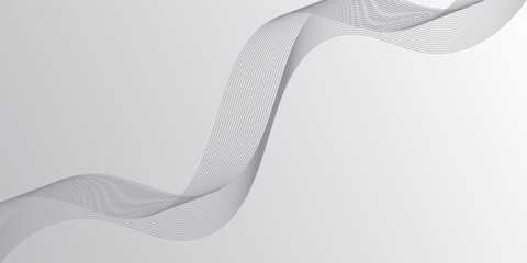 Fototapeta premium Abstract single grey wave line flowing dynamically background, silver elegant smooth curve ribbon vector illustration.