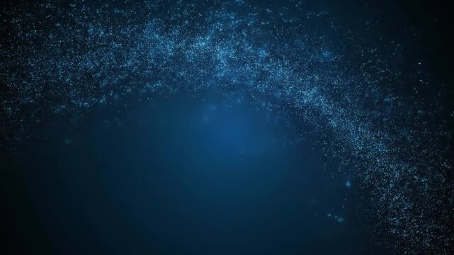 Frost-blue dust-arc overlay with slight inward drift and brief cold brightening